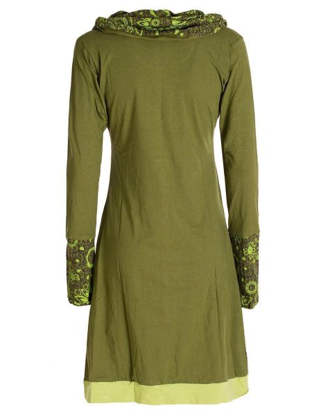 Vishes Jerseykleid Blumen-Kleid Langarm-Shirtkleid Schal-Kragen Baumwolle günstig online kaufen