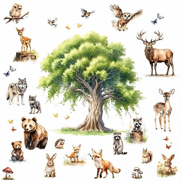 nikima Wandtattoo 247 Wandtattoo Waldtiere Aquarell günstig online kaufen