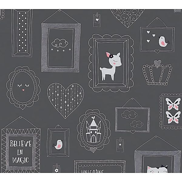 PROFHOME 369913-GU Kinder Tapete Tiermotiv Matt Grau Silber 0,53 m x 10,05 günstig online kaufen