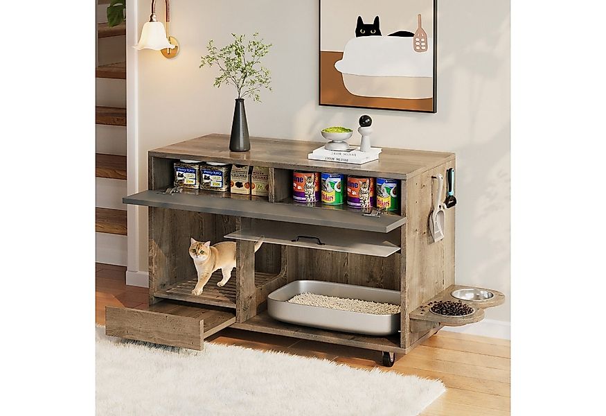 Flieks Mehrzweckschrank bewegbar Katzenkloschrank mit Futternäpfe und Sanda günstig online kaufen