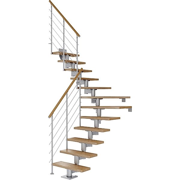 Dolle Mittelholmtreppe Cork Eiche Perlgrau GH b. 337 cm 1/4 Gewendelt 75 cm günstig online kaufen