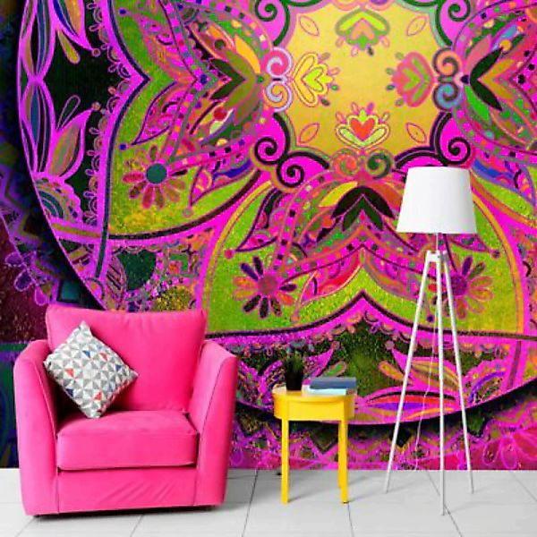 artgeist Fototapete Mandala: Pink Expression mehrfarbig Gr. 150 x 105 günstig online kaufen