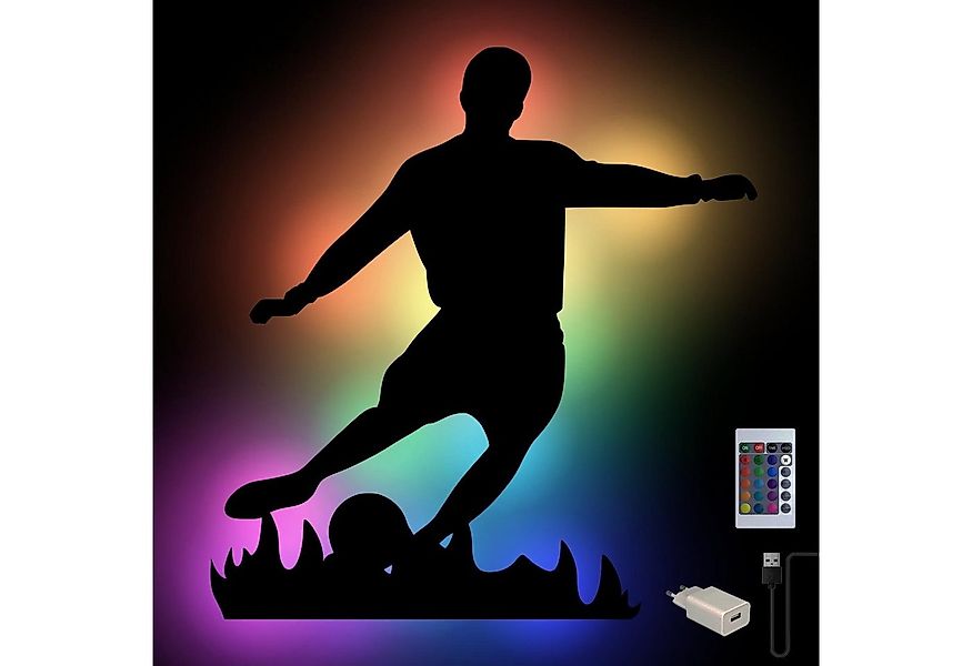 Namofactur LED Wandleuchte RGB Lampe 'Fußball Spieler' Wanddeko, LED fest i günstig online kaufen