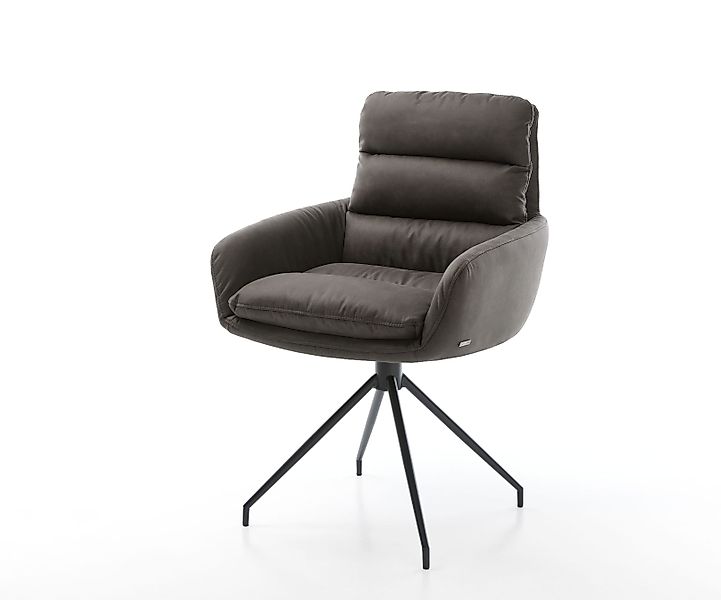 Esszimmerstuhl Abelia-Flex mit Armlehnen Mikrofaser Anthrazit Vintage Kreuz günstig online kaufen