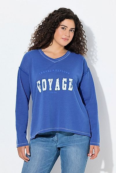 Ulla Popken Sweatshirt Sweatshirt Pailletten V-Ausschnitt Langarm günstig online kaufen