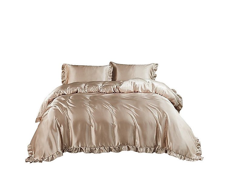 BYSURE Bettwäsche, Polyester, 3 teilig, Vintage-Rüschen-Bettbezug Set günstig online kaufen