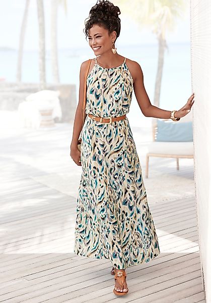 LASCANA Maxikleid, aus gewebter Viskose, leichtes Sommerkleid mit Alloverdr günstig online kaufen