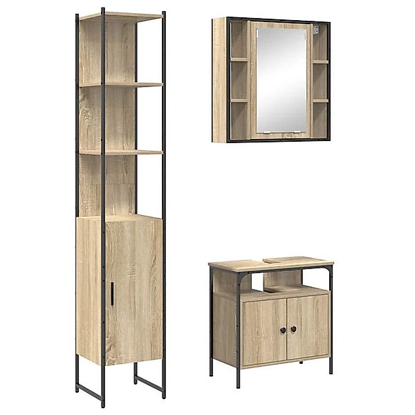 vidaXL Badezimmermöbel-Set mit Regal 3-Tlg Sonoma-Eiche Holzwerkstoff 33993 günstig online kaufen
