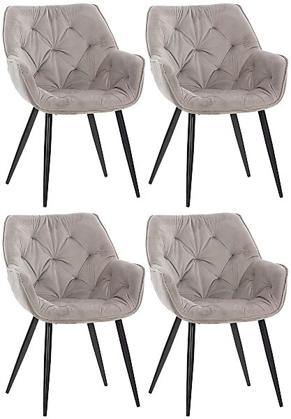 4er Set Stuhl Tanna Samt-grau günstig online kaufen