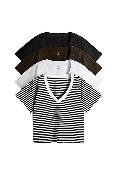 The Set V-Shirt The Set Kurzarm-T-Shirts, V-Ausschnitt, 4er-Pack (4-tlg) günstig online kaufen