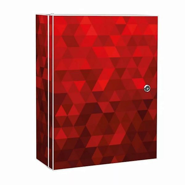 banjado Medizinschrank Stahl Dreiecke Rot (abschließbar, 3 große und 2 klei günstig online kaufen