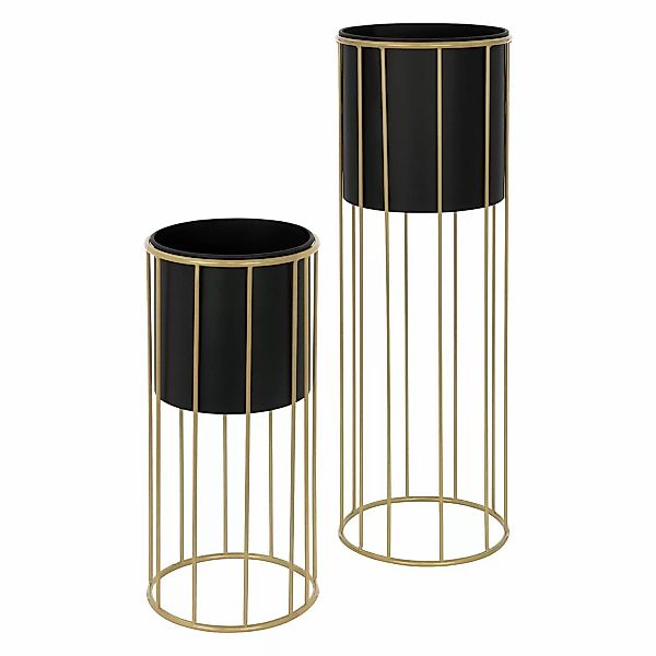 ML-Design Blumenständer 2Er Set Schwarz-Gold 21x46,7 cm 24x70,5 cm Rund Sta günstig online kaufen