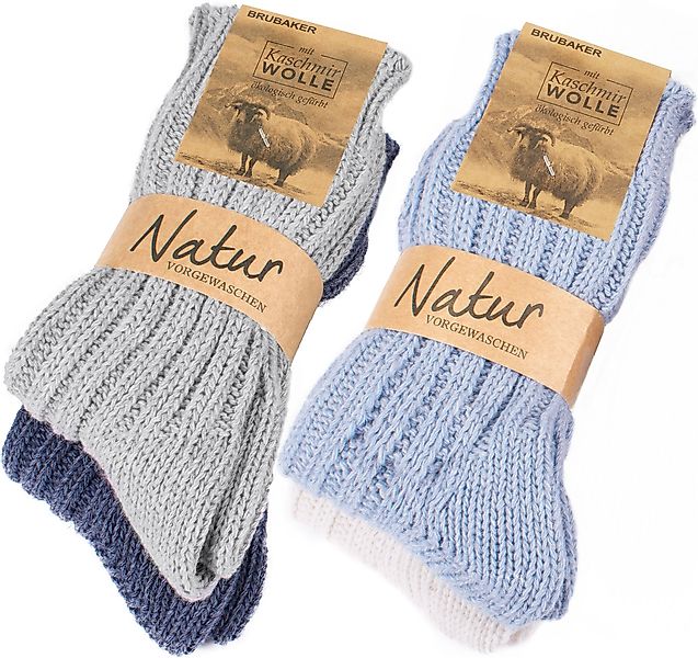 BRUBAKER Kuschelsocken warme Grobstrick Kaschmir-Socken (4-Paar, günstig online kaufen