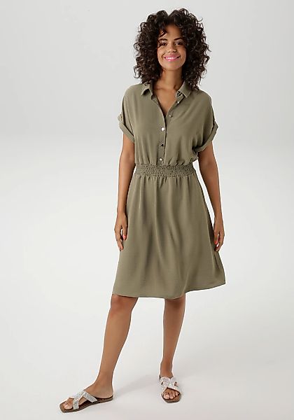 Aniston CASUAL Sommerkleid, mit Smokbündchen in der Taille günstig online kaufen