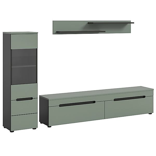 Inn.Furn Wohnwand in Salbei und Grau 221 cm Cooper günstig online kaufen