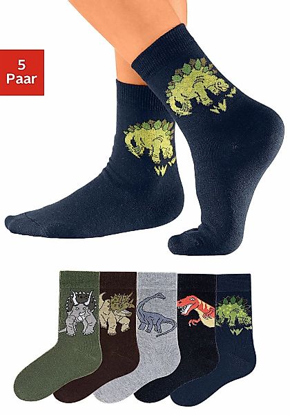 H.I.S Socken Packung, 5 Stk. tlg. mit Dinosauriermotiven günstig online kaufen