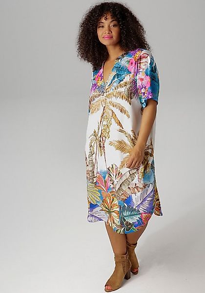 Aniston PLUS Blusenkleid mit farbenfrohem, großflächigem Palmendruck günstig online kaufen