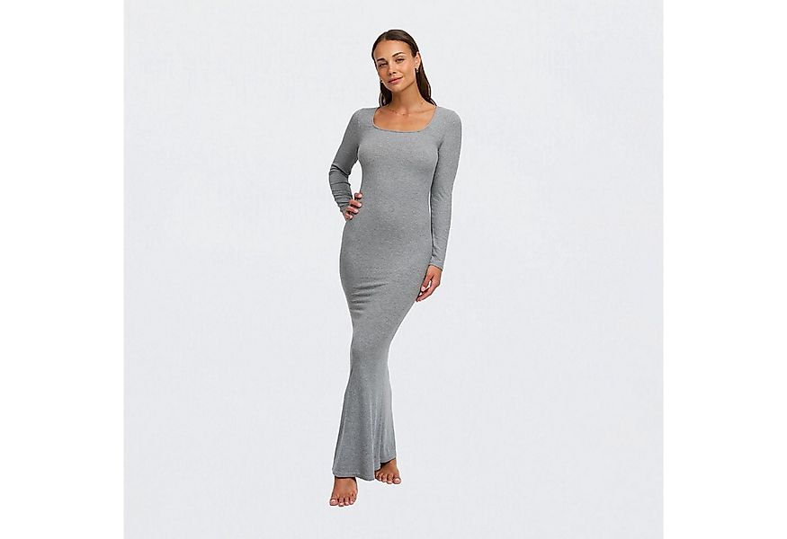 Creamy Fabrics Jerseykleid Ribbed Long Sleeve Maxikleid-Grey Melange-XS (1- günstig online kaufen