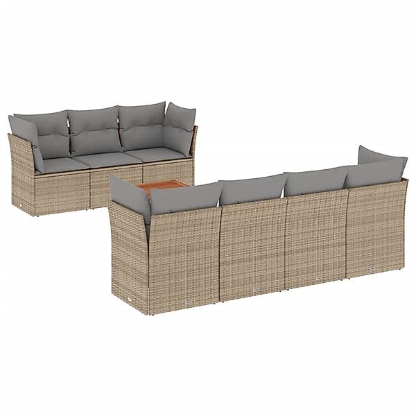 vidaXL 8-Tlg Garten-Sofagarnitur mit Kissen Beige Poly Rattan 3223504 günstig online kaufen