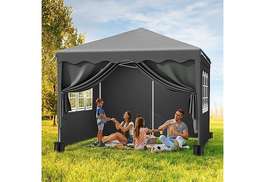 TLGREEN Faltpavillon 3x3 M Gartenpavillon Höhenverstellbar, mit 4 Seitentei günstig online kaufen