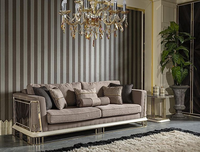 Xlmoebel Sofa Sofa 3 Sitzer Braun Wohnzimmer Luxus Design Elegantes Stil Mö günstig online kaufen