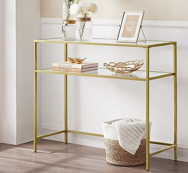 VASAGLE Konsolentisch, Beistelltisch, mit 2 Ablagen, Breite 100 cm, Hartgla günstig online kaufen