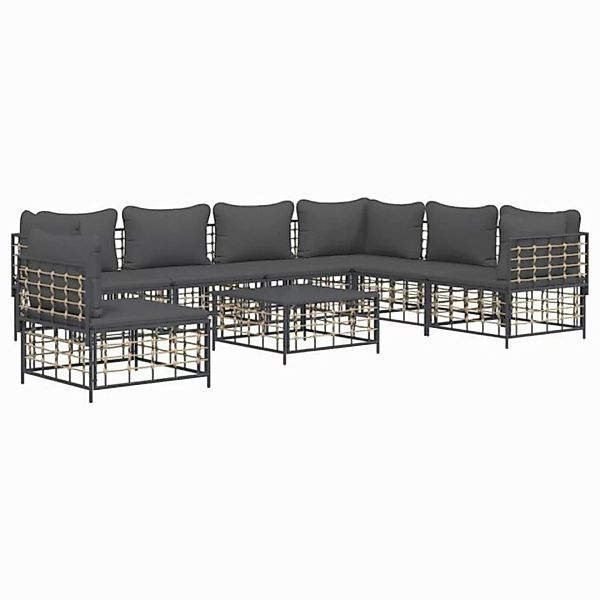 Vidaxl 8-tlg. Garten-lounge-set Mit Kissen Anthrazit Poly Rattan günstig online kaufen