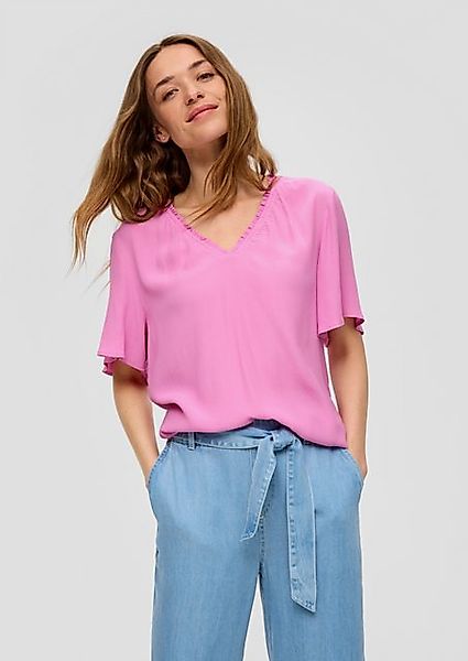 s.Oliver Kurzarmbluse Viskosebluse mit V-Ausschnitt im Relaxed Fit günstig online kaufen