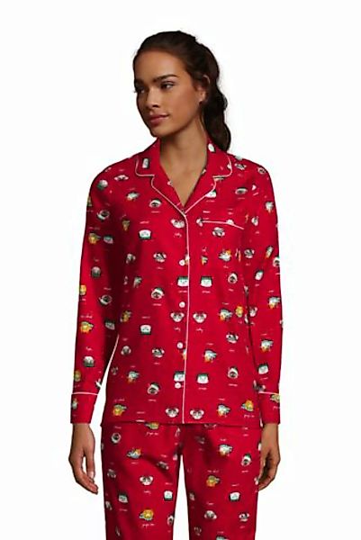 Gemustertes Flanell-Pyjamahemd, Damen, Größe: XS Petite, Rot, Baumwolle, by günstig online kaufen