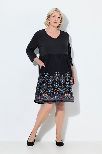 Ulla Popken Jerseykleid Jerseykleid A-Linie V-Ausschnitt 3/4-Arm Taschen günstig online kaufen