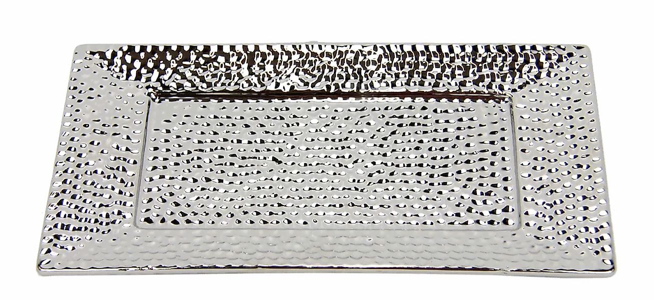 I.GE.A. Dekotablett "Keramik-Schale", (1 St.), eckig Dekoschale silber Tabl günstig online kaufen