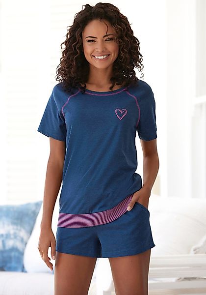 Vivance Dreams Shorty, (2 tlg.), mit dekorativen Flatlock-Nähten in Neonfar günstig online kaufen