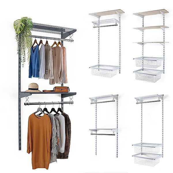 BOOMET Kleiderschrank Kleiderschranksystem Bausatz (Rail anthrazit) günstig online kaufen