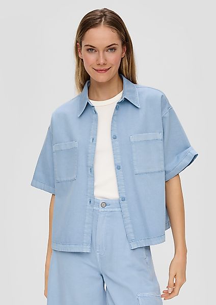 s.Oliver Kurzarmbluse Hemdbluse aus Bio-Baumwollmix im günstig online kaufen
