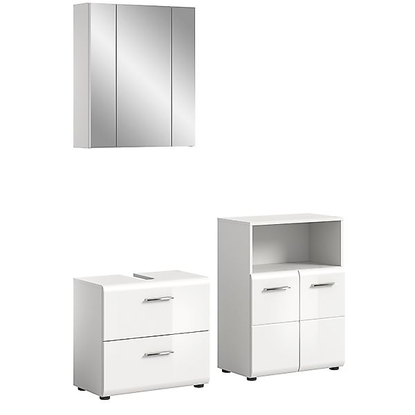 Badkombination m. Spiegelschrank Ice 135 cm x 190 cm x 32 cm Weiß-Weiß günstig online kaufen