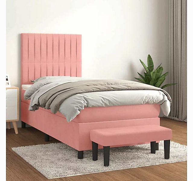 vidaXL Boxspringbett Boxspringbett mit Matratze Rosa 90x200 cm Samt Bett Be günstig online kaufen