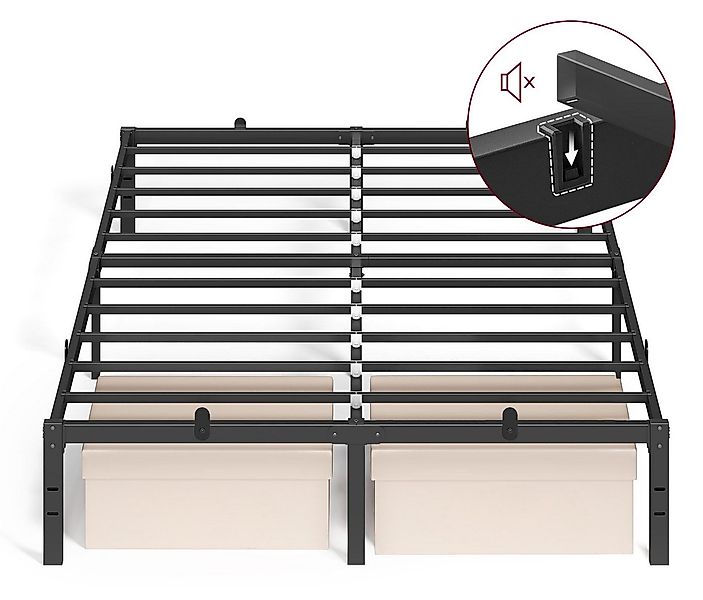 VASAGLE Bettgestell (140 x 200 cm, 35.6 cm H, geräuscharm), Metallbett, Bet günstig online kaufen