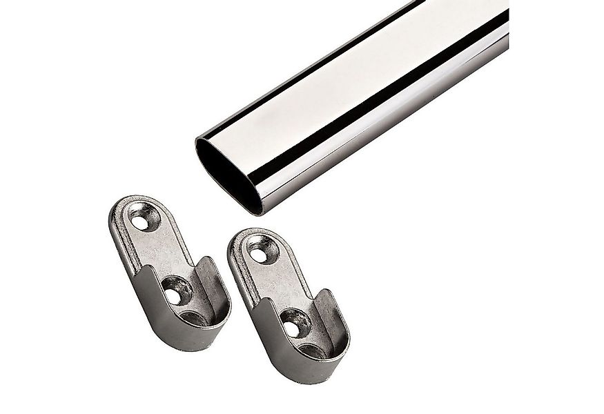 SO-TECH® Garderobenstange Schrankstange oval 30x15 mm Chrom poliert mit Sta günstig online kaufen
