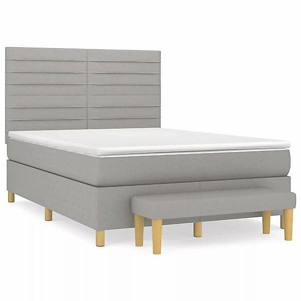 vidaXL Boxspringbett mit Matratze Hellgrau 140x200 cm Stoff1367257 günstig online kaufen