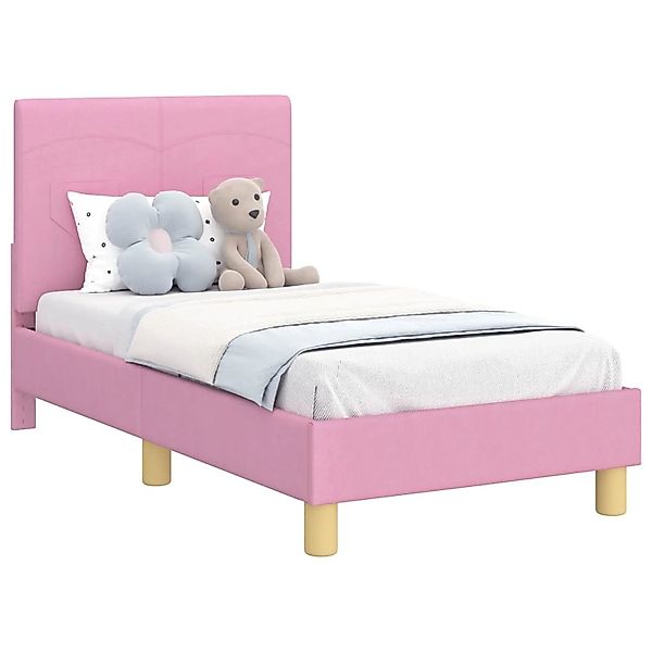 vidaXL Kinderbettgestell mit Kopfteil Rosa 70 x 140 cm Stoff 42010982 günstig online kaufen