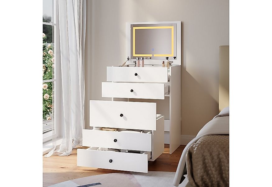 SONNI Schminktisch Moderne weiße Schminktische mit LED-Beleuchtung, einstel günstig online kaufen