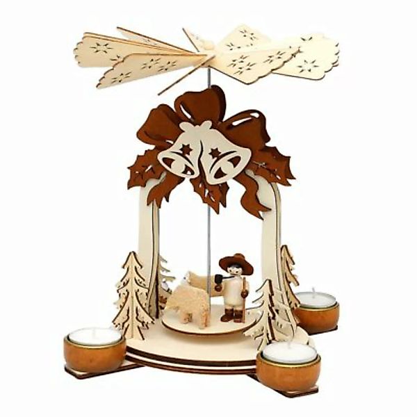Sigro Holz Teelichtpyramide Glocke, mit Schafen   Schäfer natur günstig online kaufen