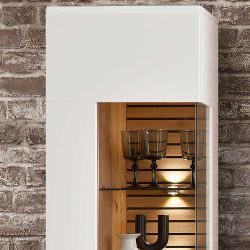 Moderne Wohnzimmer Anbauwand in Weiß Wildeichefarben (dreiteilig) günstig online kaufen