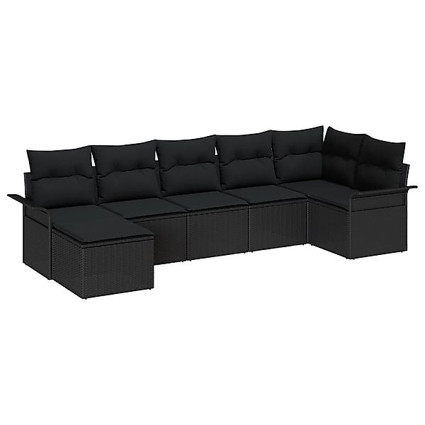 vidaXL Garten-Sofa-Set mit Kissen 7-Tlg Schwarz Poly Rattan 3354122 günstig online kaufen