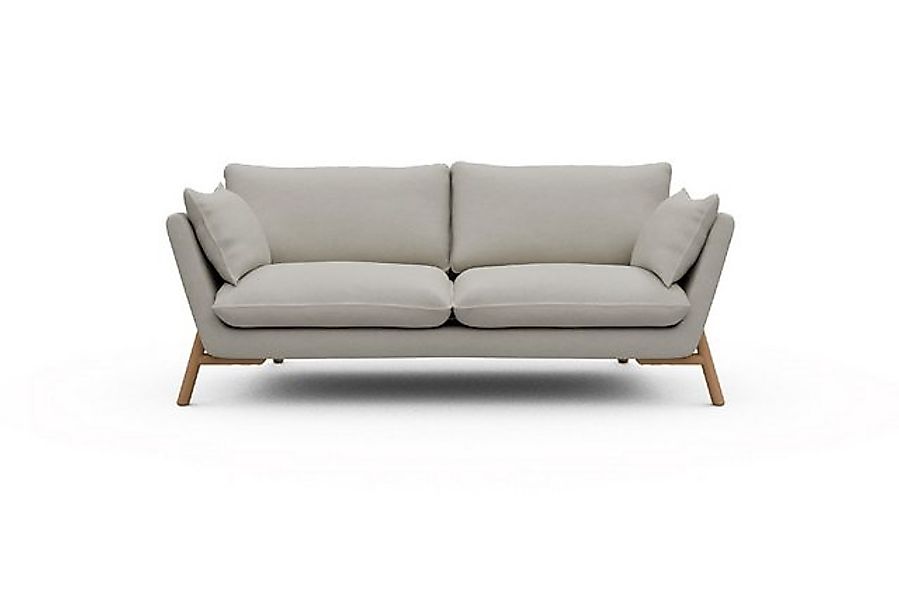 moebelfaktor Sofa Emil 2-Sitzer Beinfarbe Eiche Natur, schräg gestellte Arm günstig online kaufen