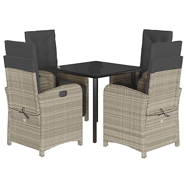 vidaXL 5-Tlg Garten-Essgruppe mit Kissen Hellgrau Poly Rattan 3212422 günstig online kaufen