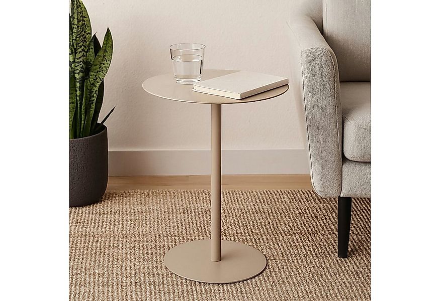 Koopman Beistelltisch Sofatisch Metalltisch Rund 53x35x25 cm Beige / Schwar günstig online kaufen