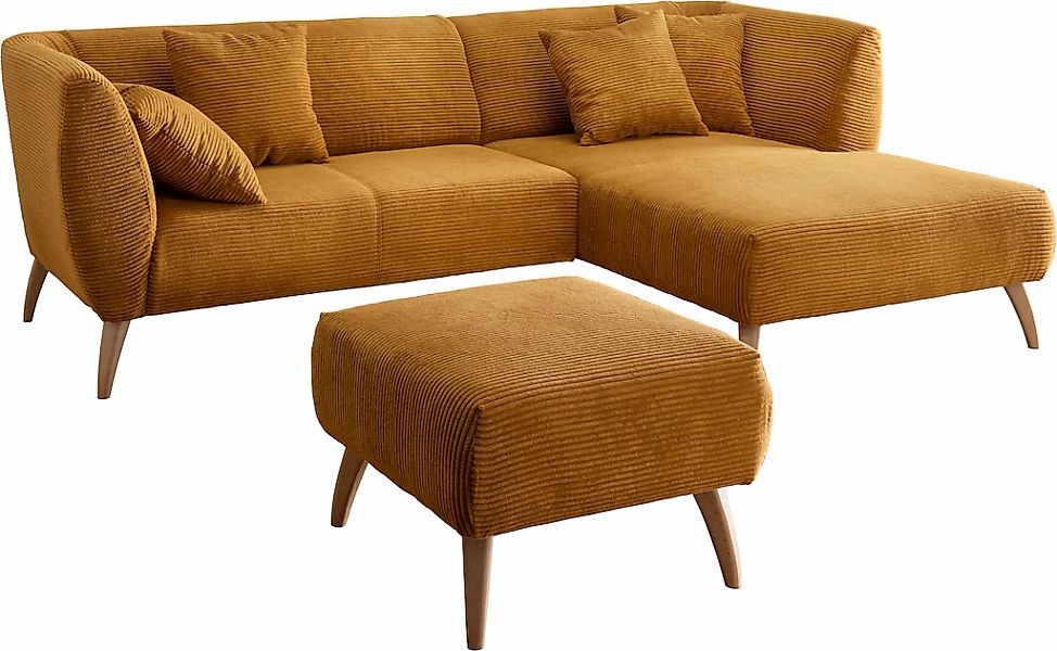 INOSIGN Ecksofa »Colori L-Form«, Holzfußfarbe wählbar, inkl. 4x Zierkissen günstig online kaufen