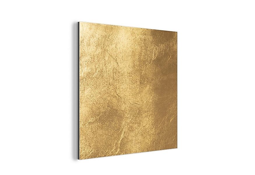 MuchoWow Metallbild Licht fällt auf eine goldene Wand, Inkl. Aufhängung, Al günstig online kaufen