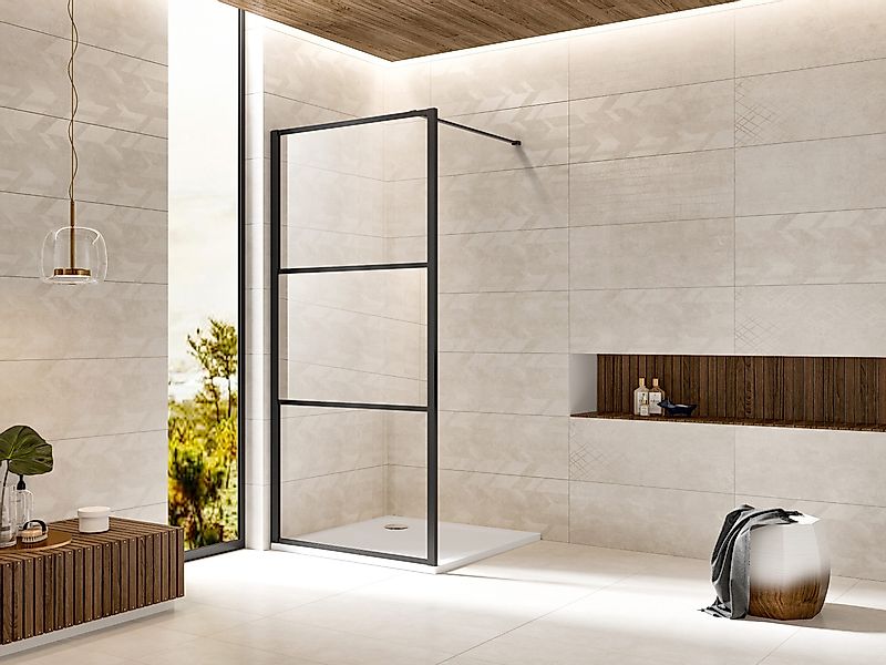 welltime Walk-in-Dusche Black Blocks Clear, Einscheibensicherheitsglas günstig online kaufen